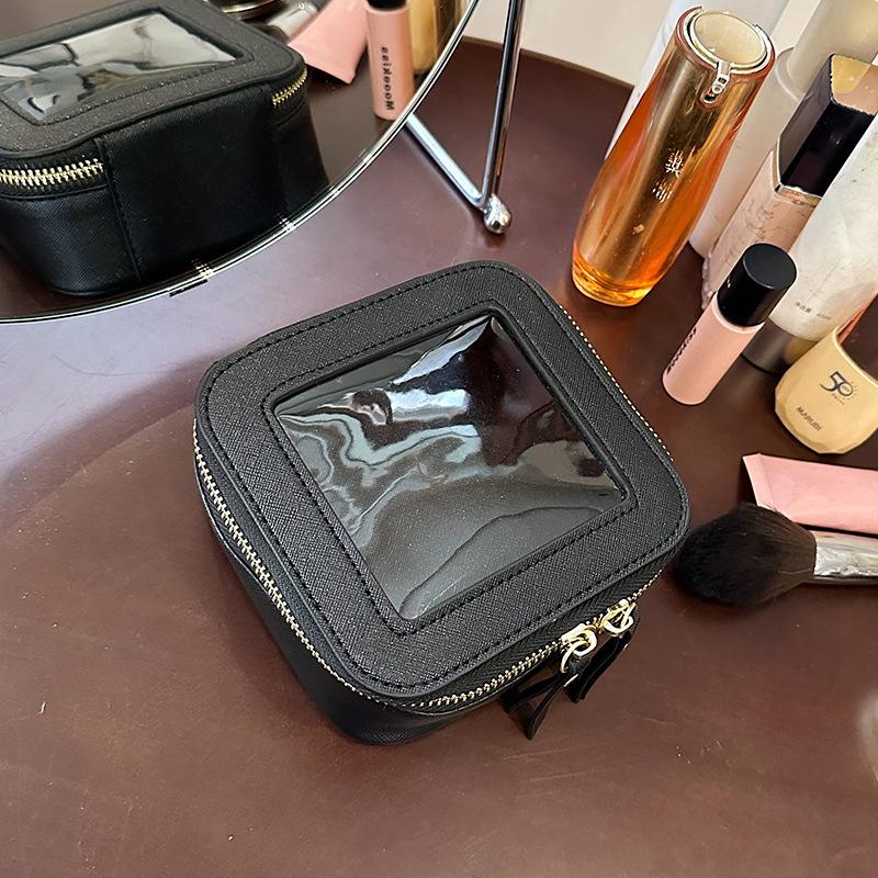 Bolsa de Maquillaje Transparente Compacta 2024 - Estuche Duro Portátil para Almacenamiento de Cosméticos