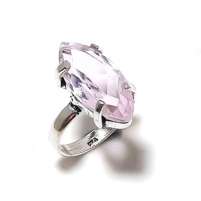 Pink Kunzite Gemstone Handmade 925 Sterling Silver Jewelry Ring Size 5.5 J4c04