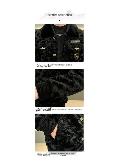 Men's European Winter Gold Sable Velvet Fur Lapel Jacket - Fashionable, Trendy, and Casual Outerwear