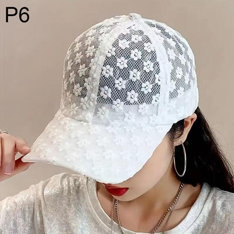 Adjustable Lace Flower Thin Baseball Cap Fashion Outdoor Women Summer Sunscreen Sun Hollow Hat Girls Hip Hop Visors Cap