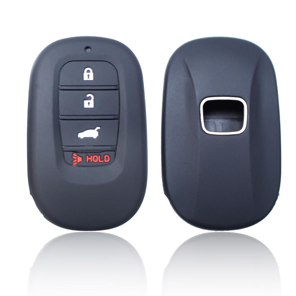 Silicone Rubber Key Fob Cover Compatible With Honda - Accord Civic Cr-V Sport Si Ex Ex-L Touring 4 Buttons Smart Key