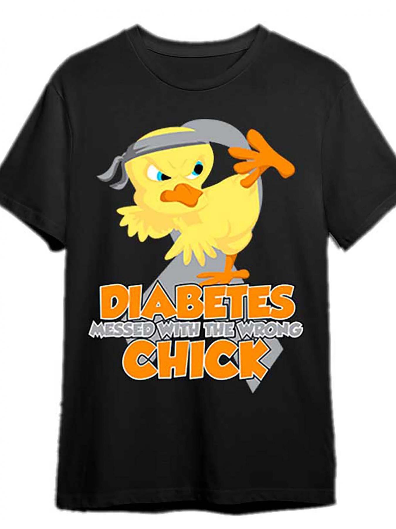[Casual Comfort] Men S Funny Graphic Tee -  Diabetes Messed with The Wrong Chick  Short Sleeve XL