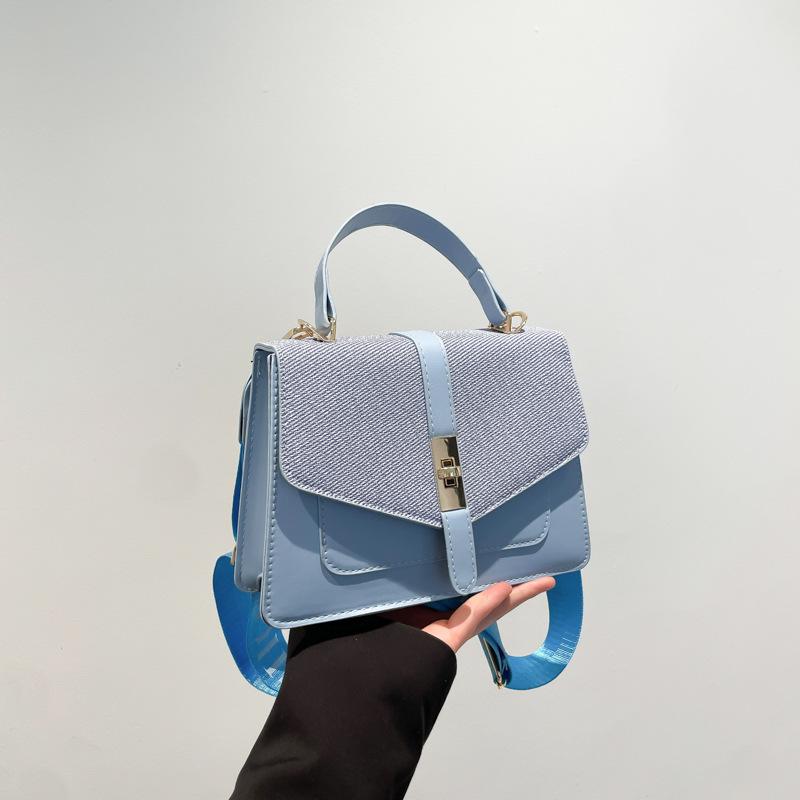 Sommer beliebt breiter Schultergurt lässig hochwertig Textur kleine quadratische Tasche Modetrend tragbare Schulter Umhängetasche Frauen