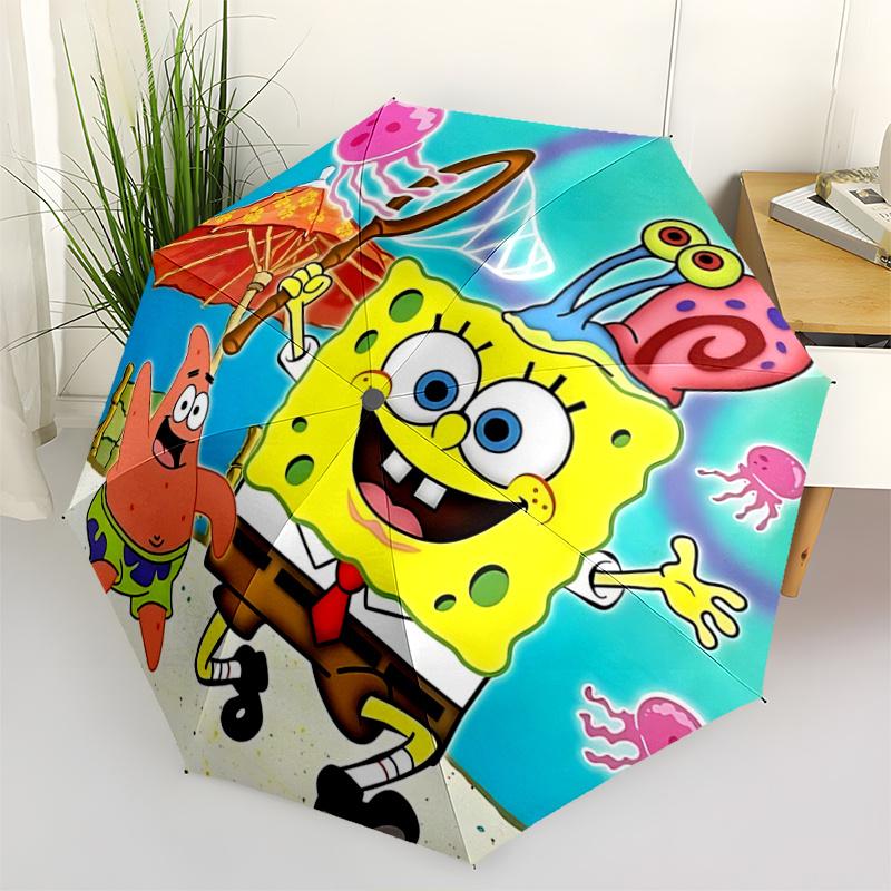 1pc SpongeBob SquarePants and Patrick Star Automatic Opening and Closing Umbrella, Portable Small Umbrella for Men and Women P090