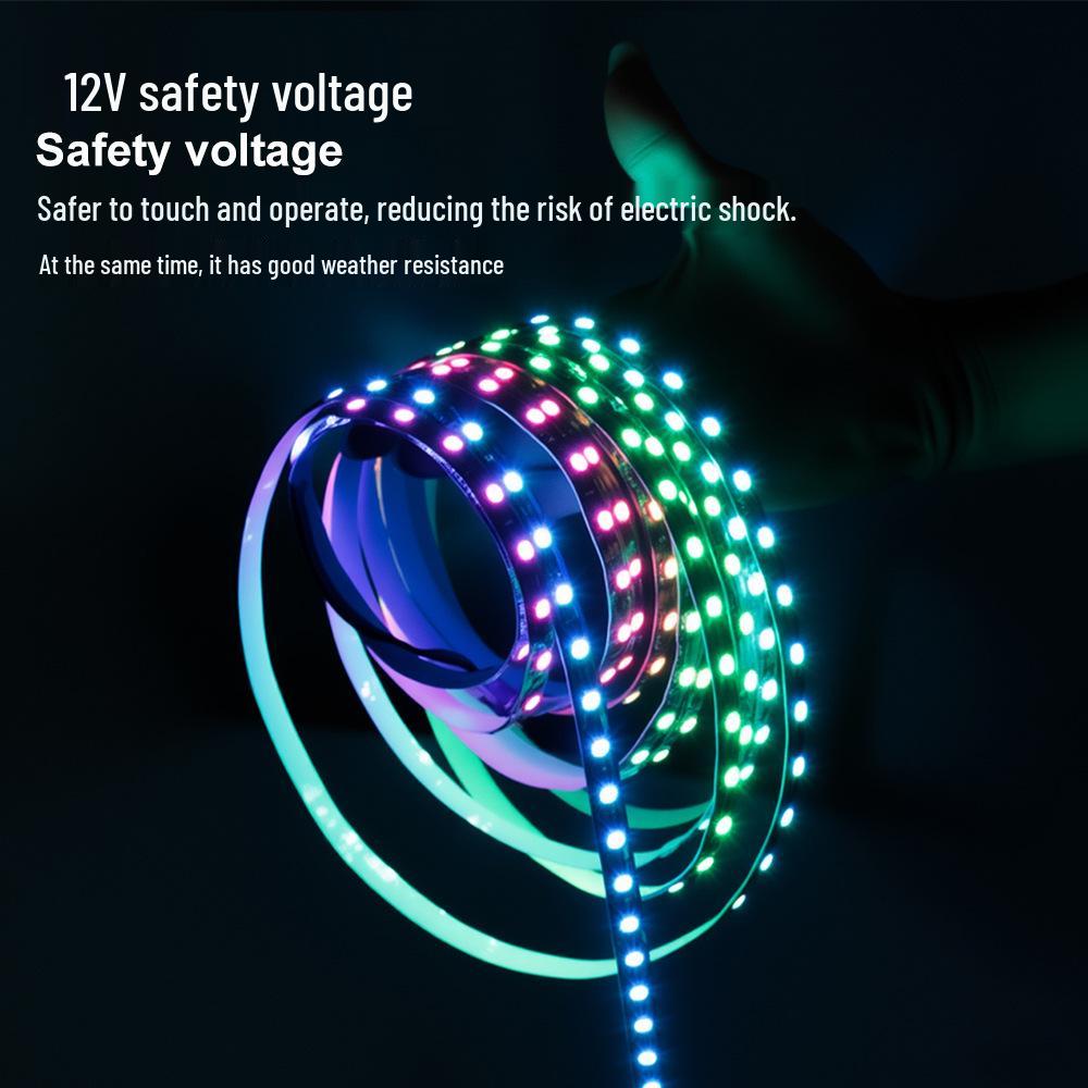 Programmable 5050 RGB Dreamcolor Light Strip, 12V Low Voltage, with Background Atmosphere and Breakpoint Resume