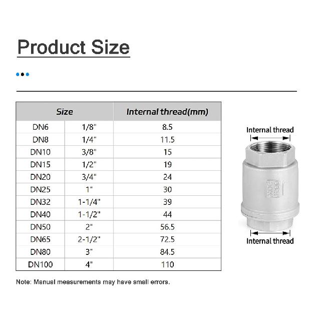 SS304/316L Stainless Steel Vertical Check Valve | BSP Threaded One-Way Valve | High-Pressure Anti-Backflow for Fluid Systems