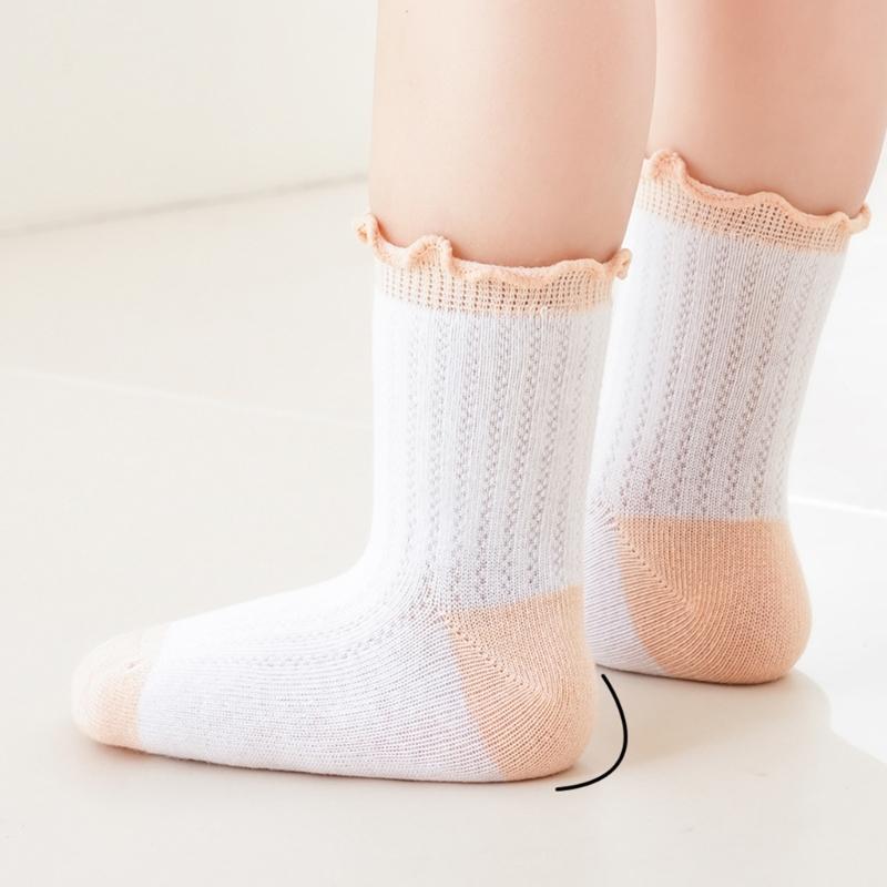 3 Pair/set Kids Socks Elastic Cuffs Breathable Mesh Design for Daily Use 0-5 Years Old Comfortable Summer Footwear