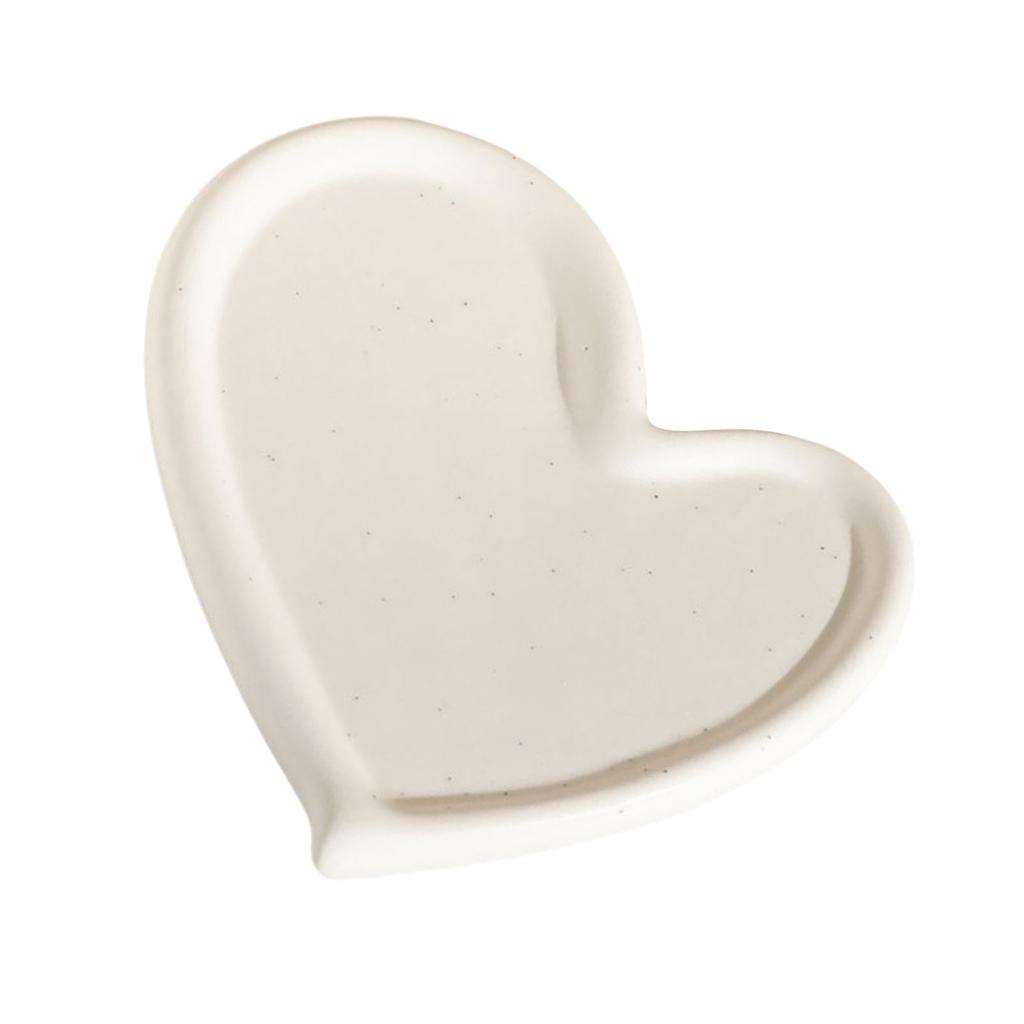 Fashionable Sturdy Ceramic Heart Shaped Jewelry Storage Tray Versatile Desk Organizers for Cosmetics and Accessories