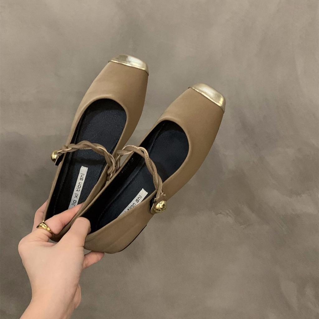 Flat French Black Mary Jane Single Shoes Fairy Shoes Red Evening Gentle Shoes Large Size Women's Shoes 41-43