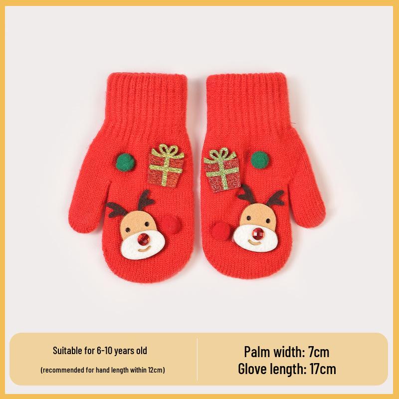 Gants d'hiver en laine à écran tactile dessin animé pour enfants et hommes - Conception à cinq doigts résistante au froid