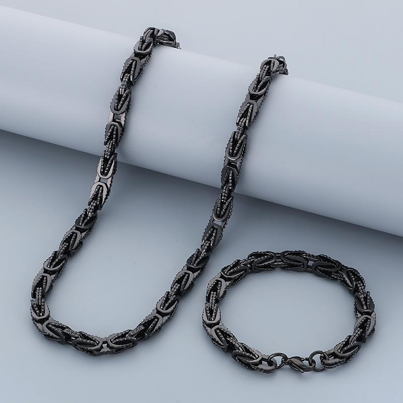 

Унисекс браслет и ожерелье Византийская цепь 8 мм - Нержавеющая сталь 304 - KB191730-Z Bracelet - 21.5cm