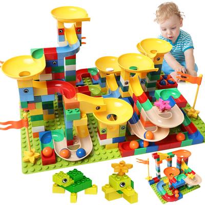 83-332PCS Mármore Corrida Tijolos Tamanho Grande Blocos de Construção Funil Blocos de Deslizamento DIY Tijolos Brinquedos Para Crianças Meninas