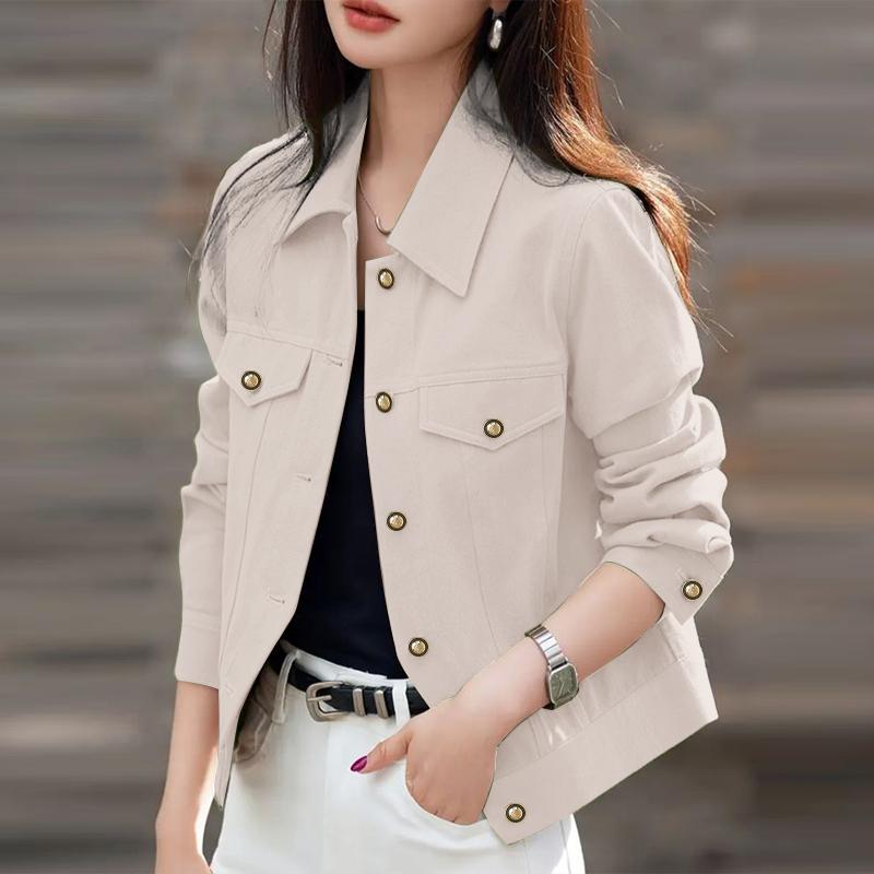 

ZANZEA Женская повседневная однотонная блузка с отложным воротником и длинными рукавами 4XL абрикосовый