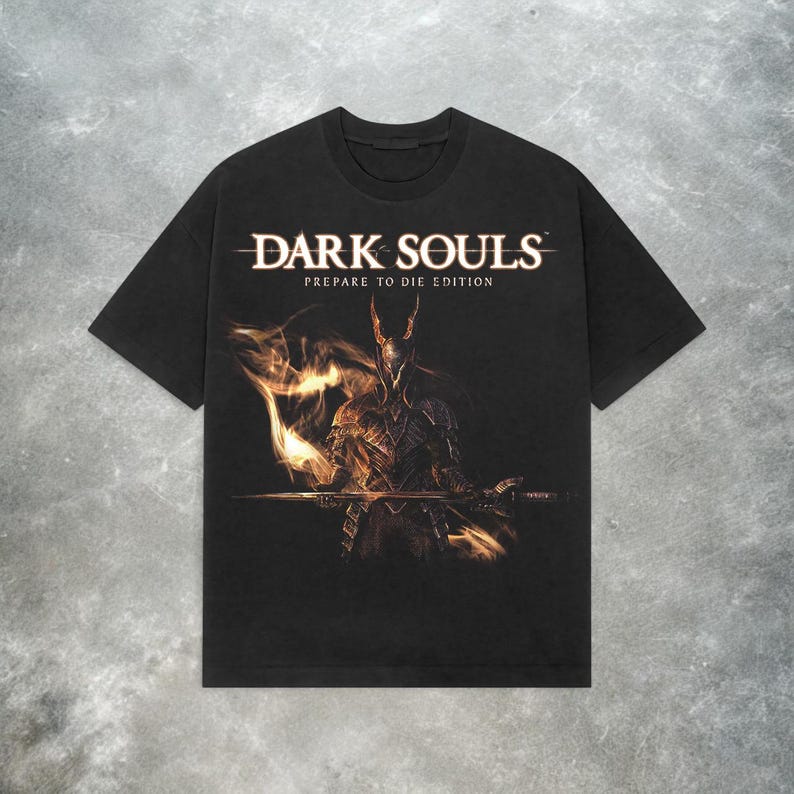 Dark Souls Black Knight Warrior Gaming Cotton TShirt Loose Fit for Dark Souls Hardcore Fans Comfortable Fashion Tshirts S