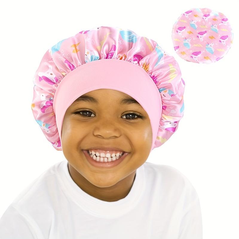 Cuffietta da Notte in Raso Stampata a Cartoni Animati con Unicorno per Bambini, Morbido Cuffia Seta Protezione Capelli per Bambini Piccoli e Neonati, Accessorio Pigiama per Bambine