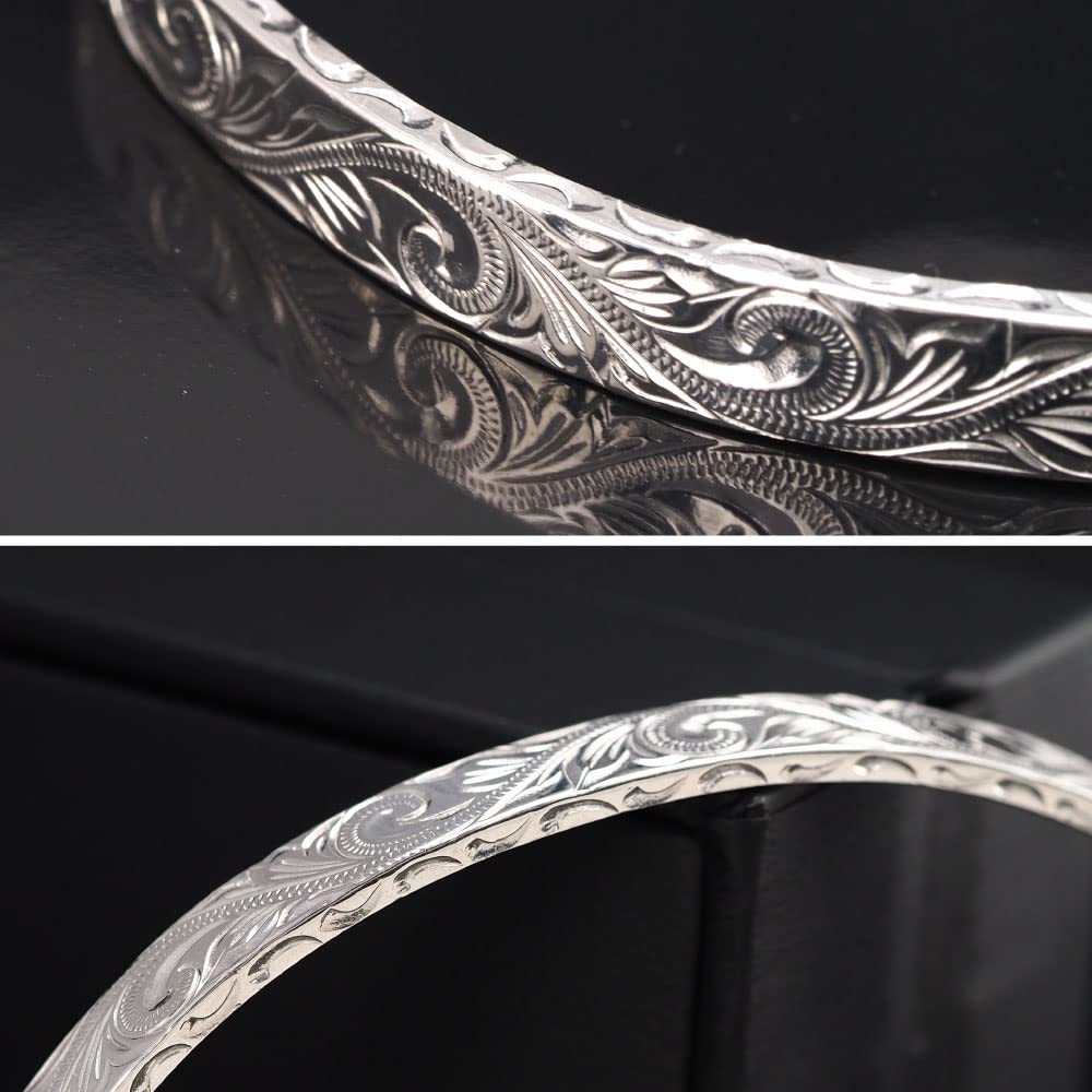 Hawaiian Scroll Bangle Silver Accessory for Men and Sold Individually Name Women, [Brand [Size Men's] b0698-men