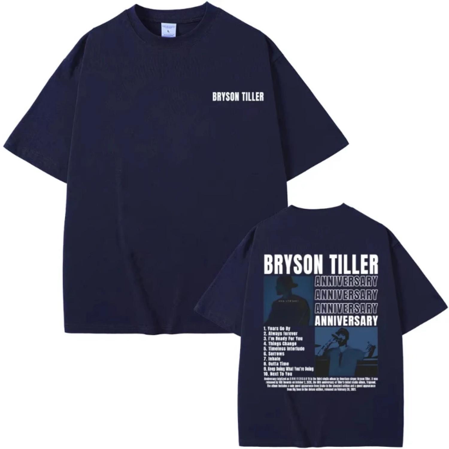 

Rapper Bryson Tiller ANNIVERSARY Graphic Print T-shirts Men Women Hip Hop Vintage Oversized Tshirt Men s Casual Pure Cotton Tees XXXXXL чорний