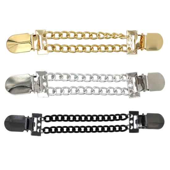 Fashionable Shawl Holders 3Pcs Vintage Sweater Clips for Women Girls, Retro Double Chains Cardigan Clips, Elegant Collar Clip Clothing Decorative
