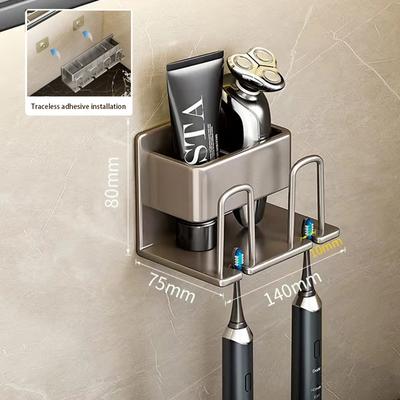 Portaspazzolino da denti a parete Porta dentifricio in lega di alluminio Porta spazzolini elettrici Accessori per il bagno Organizzatore