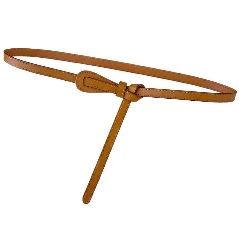 Leather Womens Skinny Belt With Vintage Knot Design For Dress And Office Wear