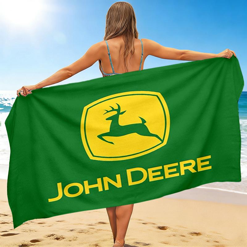1Pc John Deere Logo Beach Towel, Quick Dry, Multi-Use for Beach Pool Gym Yoga Home Travel, Christmas, Halloween, Xmas Gift M928884