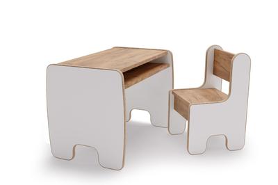 Children's Timi Table + Chair MDF Color White / Oak Craft Gold
