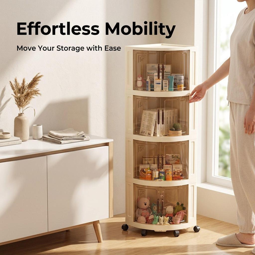Clear Rolling Storage Cart Multifunctional Trolley Snack Organizer for Jewelry Book Dorm