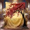 Comfortable Red Maple Tree Pattern Flannel Blanket Soft High-Definition Digital Print Cooling Blanket All-Season, Family and Friends Gift Soft, Breath