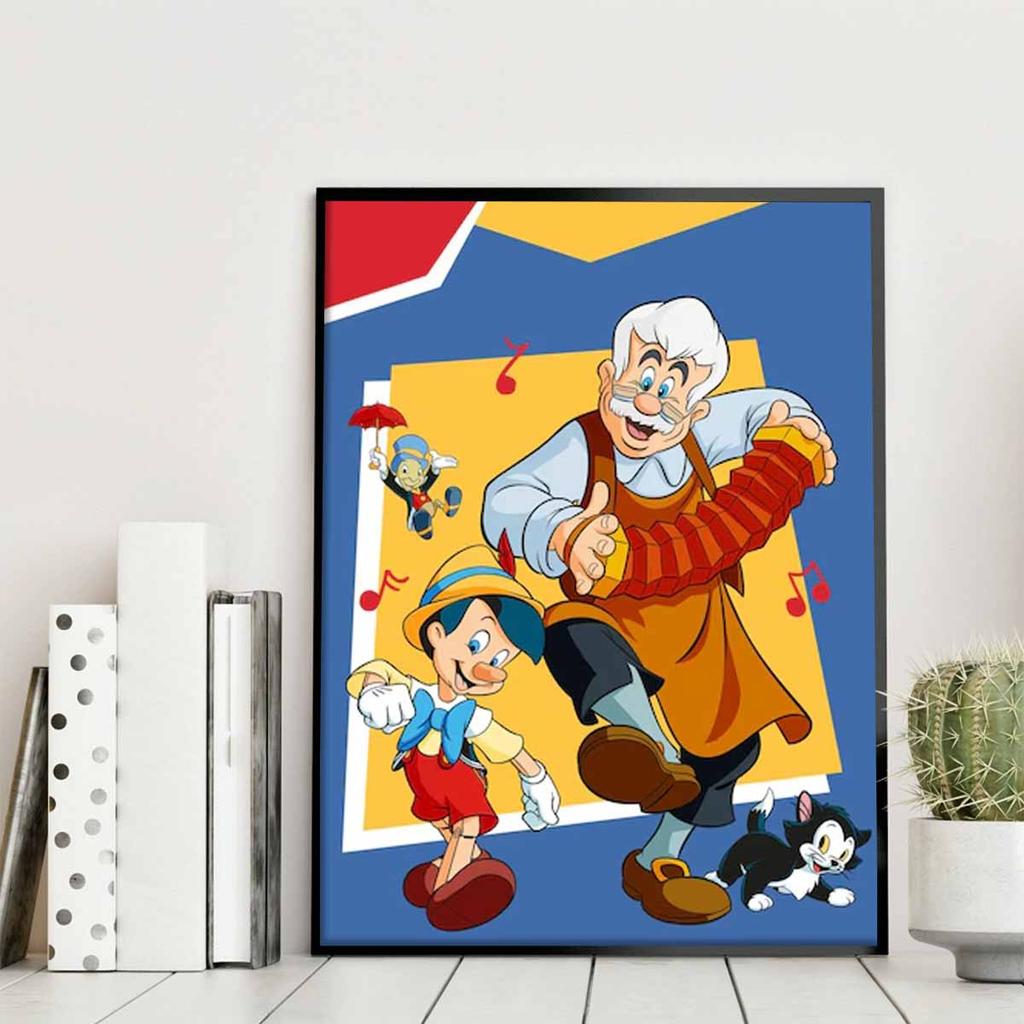 DIY Diamond Painting Pinocchio and His Grandfather Cross Stitch Kit Mosaic Art Diamond Painting Full Circle Diamond Home Decoration