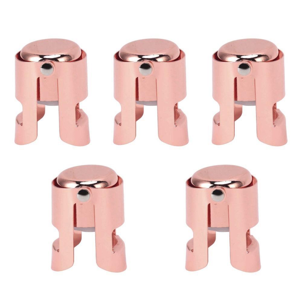

5pcs Stainless Steel Champagne Bottle Stopper Reusable Silicone Champagne Sealer Plug Rose Gold Light Gold розового золота