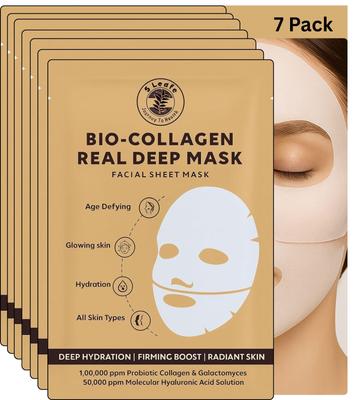 5 LEAfé® ( Pack of 7) - KOREAN Glass Skin Overnight Collagen Face Mask, Hyaluronic Acid and Niacinamide, Pore Minimising.Hydrating, Anti-Aging, B
