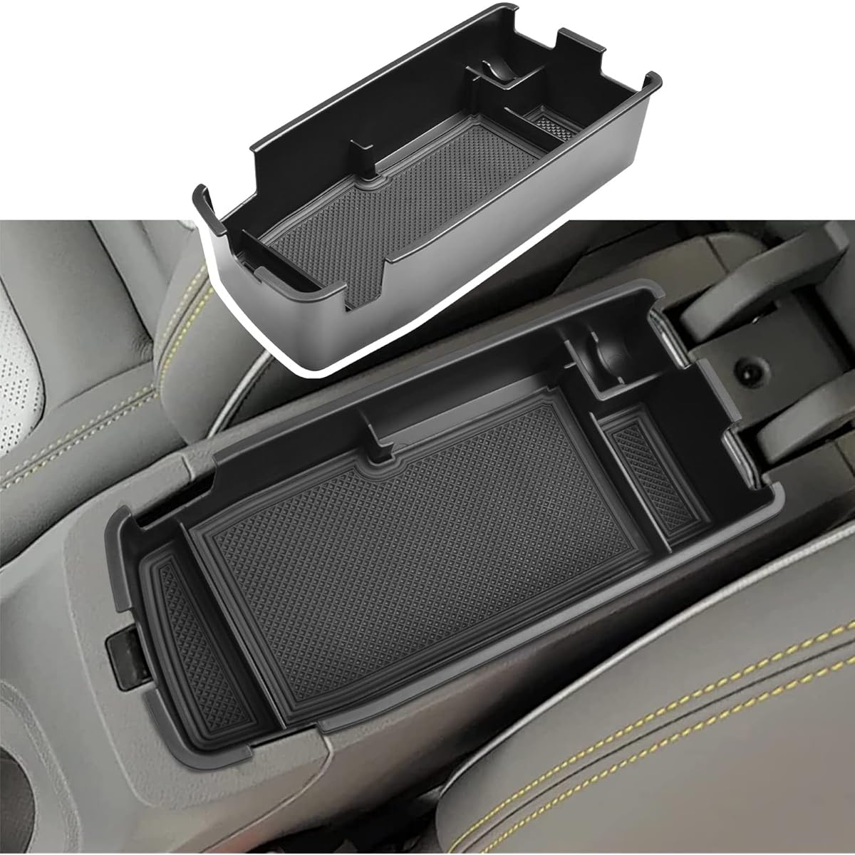 

Center Console Organizer Tray For Chevrolet Chevy Bolt EV EUV -, Armrest Storage Box with Divider, Black ABS Accessories Black 1pc