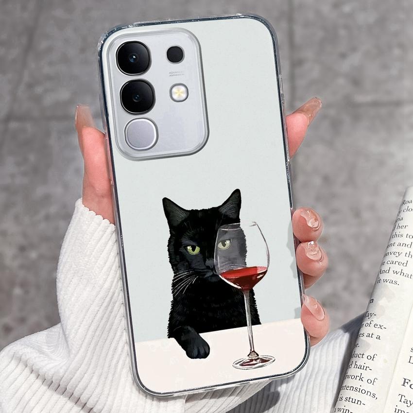 Shockproof Silicone Phone Cases For Vivo Y29 Y29s Y28 Y27 Y27t Y22 Y22s Y21 Y21e Y21s Y20 Y20i Beautiful Lavender Pattern Clear Covers For Vivo Casing