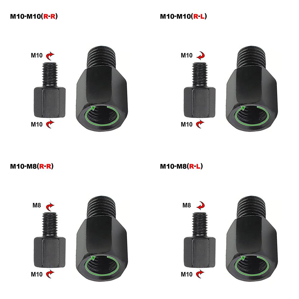 Motorcycle Mirror Adapter M10 M8 10MM 8MM Rearview Mirrors Adapters Conversion Bolt Screws Clockwise Anti-clock Right Left Thread