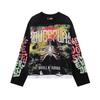 Retro Grunge Kostra a Růže Grafické Dlouhý Rukáv Tričko, Kamínky Streetwear pro Muže/Ženy