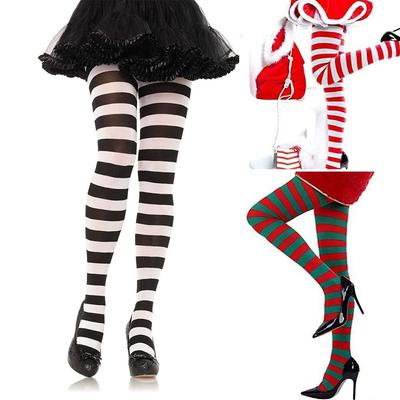 Sweet Striped Pantyhose Cosplay Elastic High Stockings Over Knee Long Hosiery Halloween Party