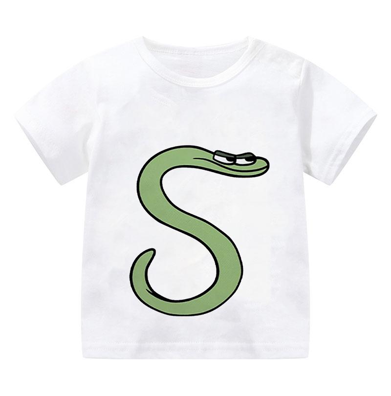 New Alphabet Lore T Shirt Print Cartoon Casual Summer Children Short-sleeved Anime T-shirt Kids Clothes Boy Game Series T Shirt