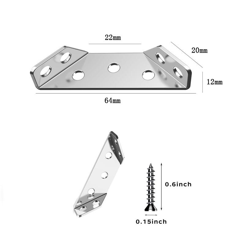 11/11pcs Universal Stainless Steel Corner Brace Universal Furniture Corner Connector Heavy Duty Angle Shelf Brackets for Wood