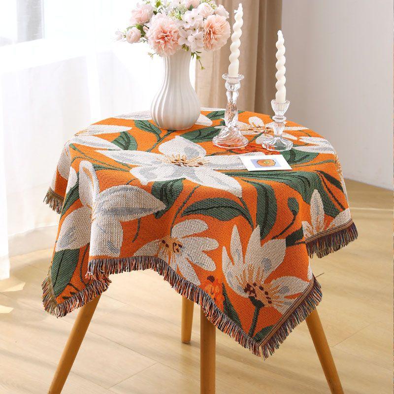 Tulip Single Sofa Throw, Two-Seater Sofa Cover, Small Round Tablecloth, Vintage Coffee Table Cover, Bedspread