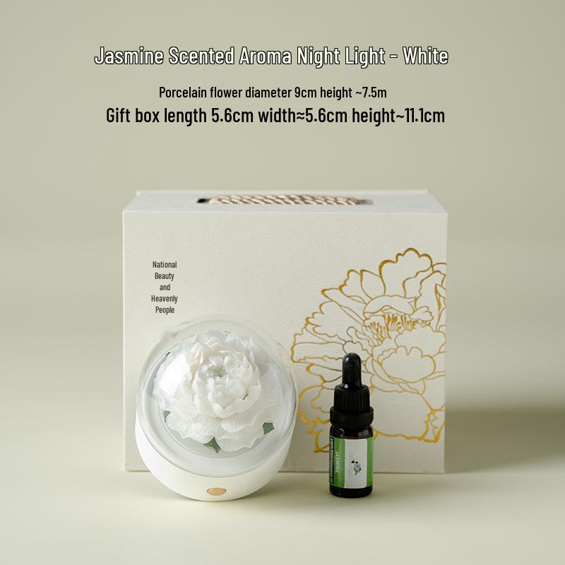 Porcelain Peony Eternal Flower Night Light Ornament with Aromatherapy