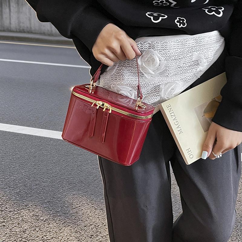 Yogodlns Korean Fashion Square Box Handbag Women's Mini Crossbody Bag Simple Urban Style PU Material Small Square Bag