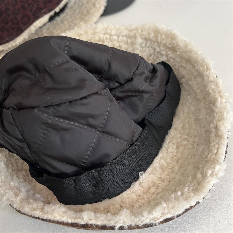 

Autumn and winter new leopard print versatile velvet thickened thermal hat bucket hat basin hat plush bucket hat M（56-58cm） темно-коричневого кольору