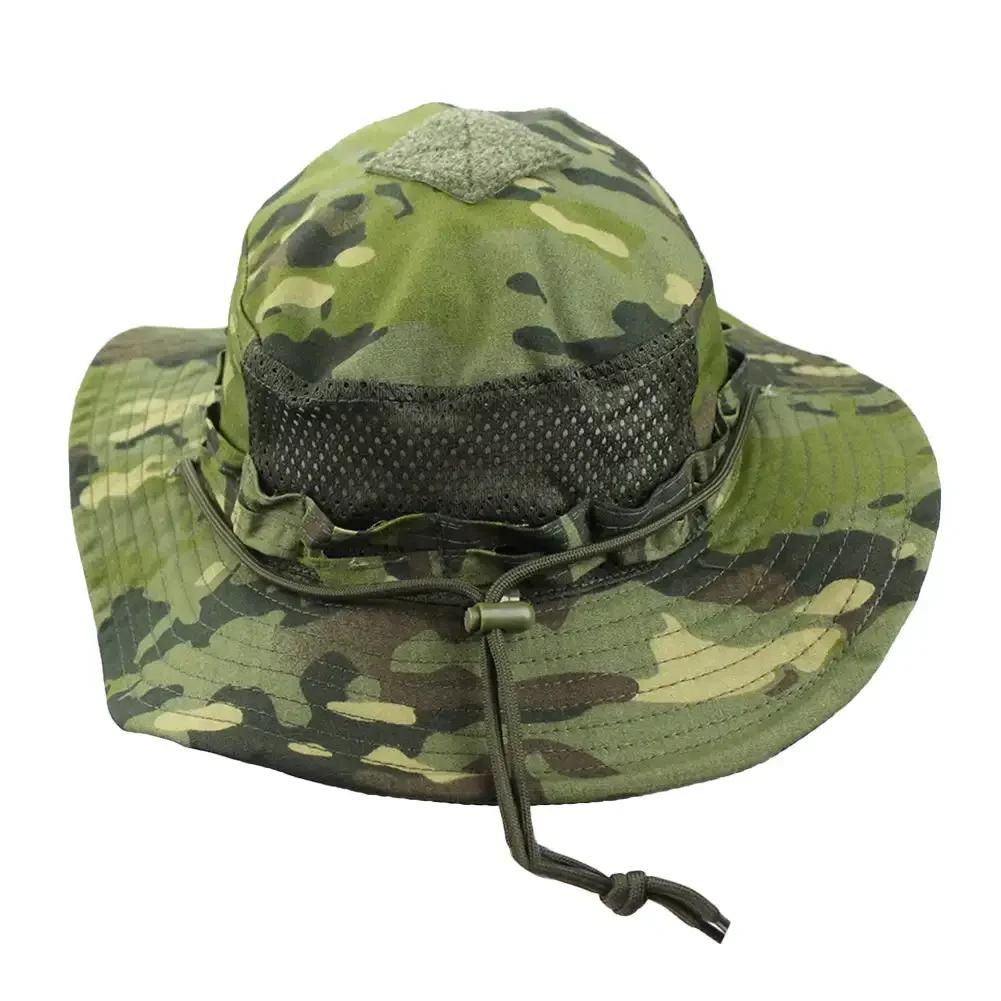 New Tactical Camouflage Boonie Cap Wide Brim Hat Men Outdoor Sports Fishing Hiking Hunting Sunshade Hat Foldable Soft Hat