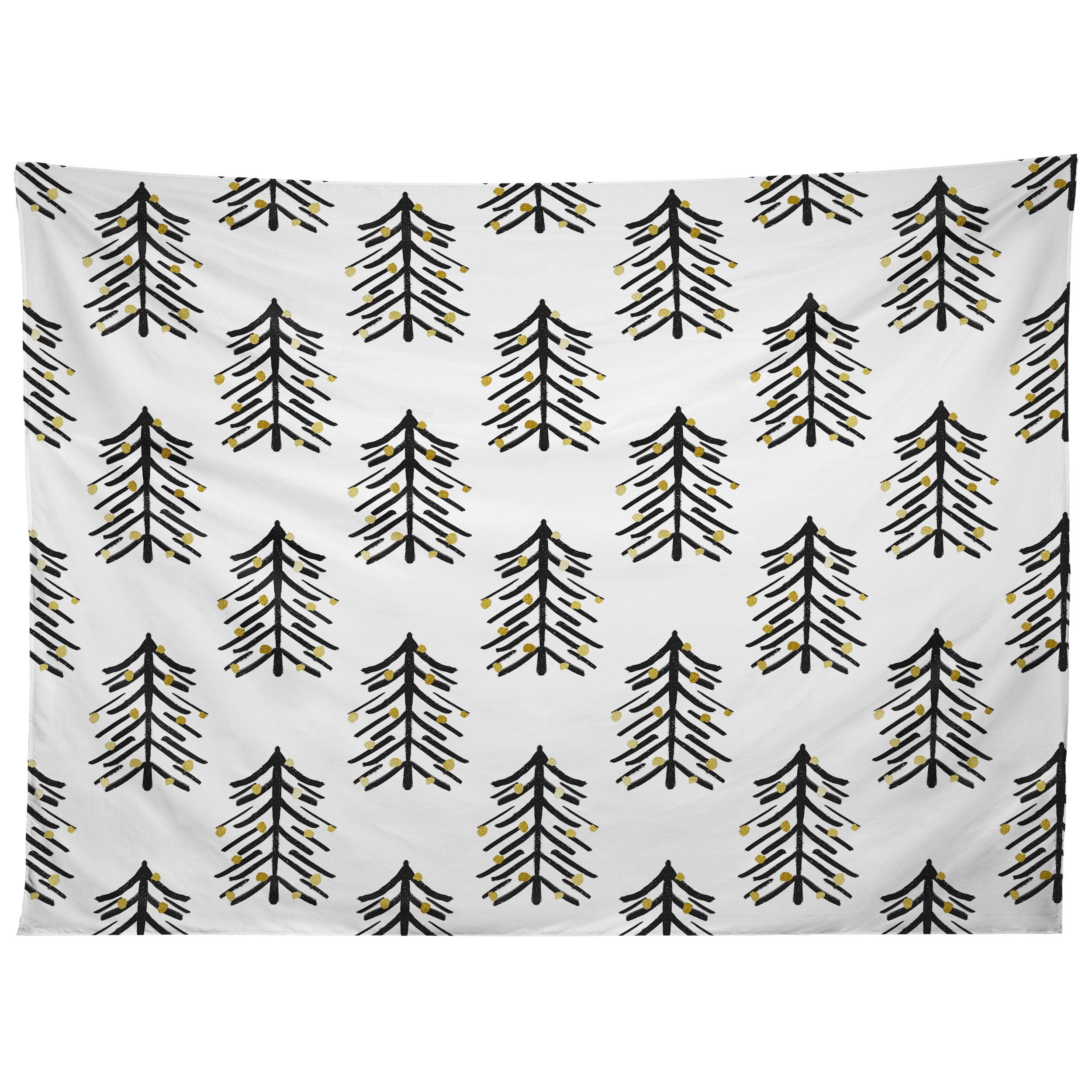 BLACK AND GOLD SPIKY TREE tapestry 75x100 чёрный
