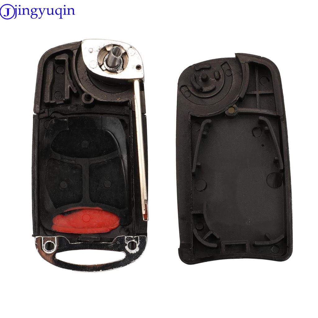 Jingyuqin Modifizierter Eintrag 3/4 Tasten Klappbarer Fernbedienungs-Autoschlüsselgehäuse-Rohling für Chrysler Town Country Dodge Grand Caravan Jeep