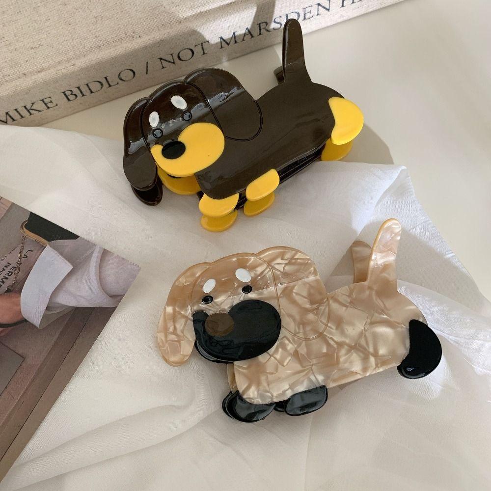 Pet Animal Hair Clip Big Hair Claw Shark Clip Cute Acetate Sausage Dog Hair Claw  Girl