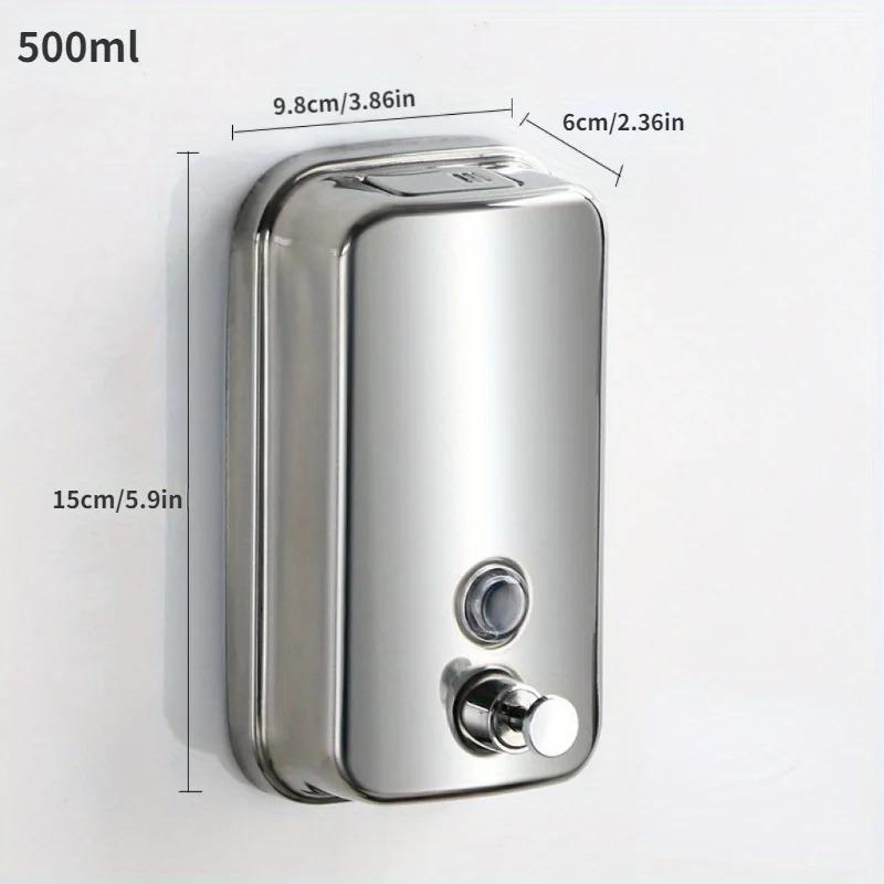 

1PC 500/800ML Stainless Steel Soap Dispenser Wall Mounted Bathroom Kitchen Hotel Restaurant Hand Soap Bottle as the picture