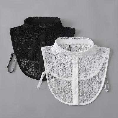 Winter Sweater With Fake Collar Inside, Hollow Lace Collar Decorative Fake Collar, Pure Cotton Hook Top Collar