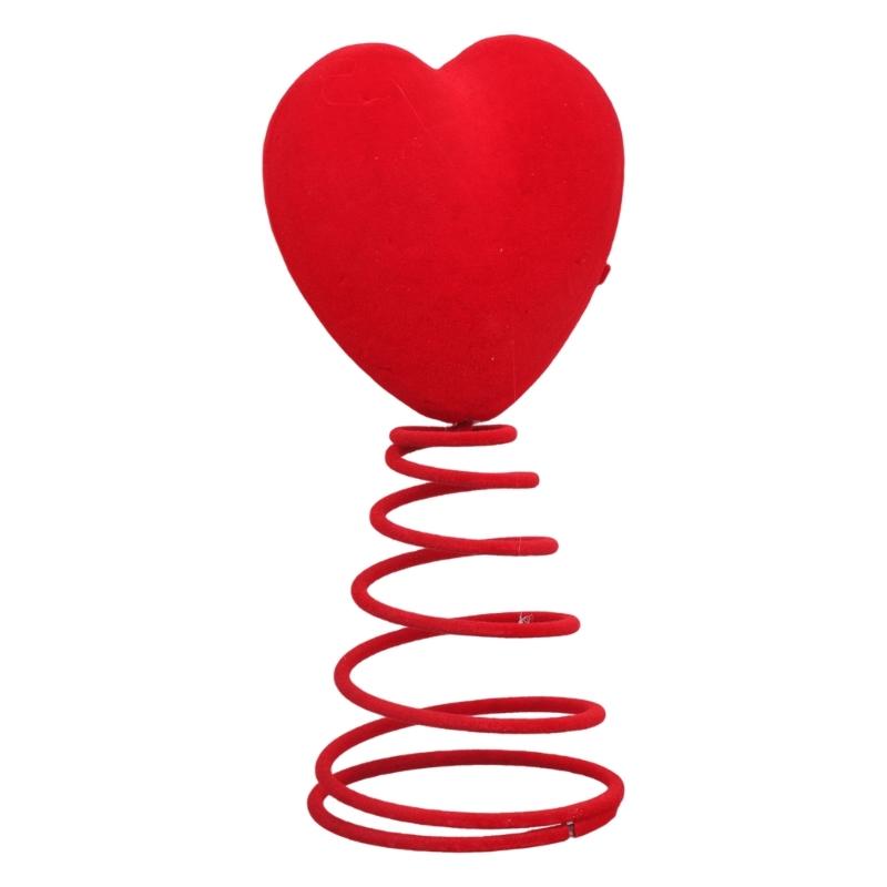 

Unique Red Heart Tree Toppers Display Valentine Day Tree Toppers Glitters Hearts for Romance Holiday Homes Decoration