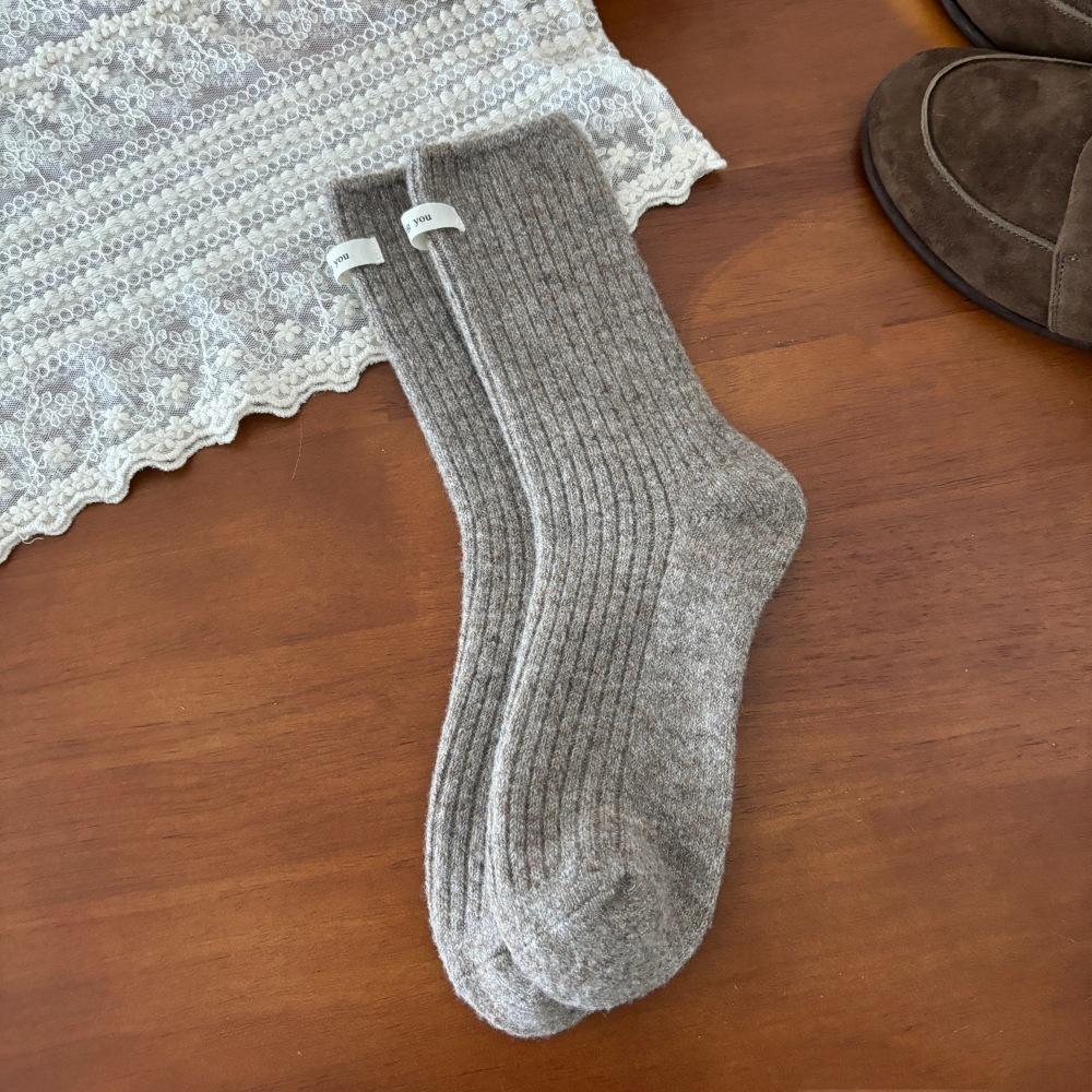 

Зимние толстые носки, носки с махрой двойной вязки дофаминовых цветов, теплые носки до середины икры, шерстяные носки с тканевой этикеткой 1 pair темный кофе